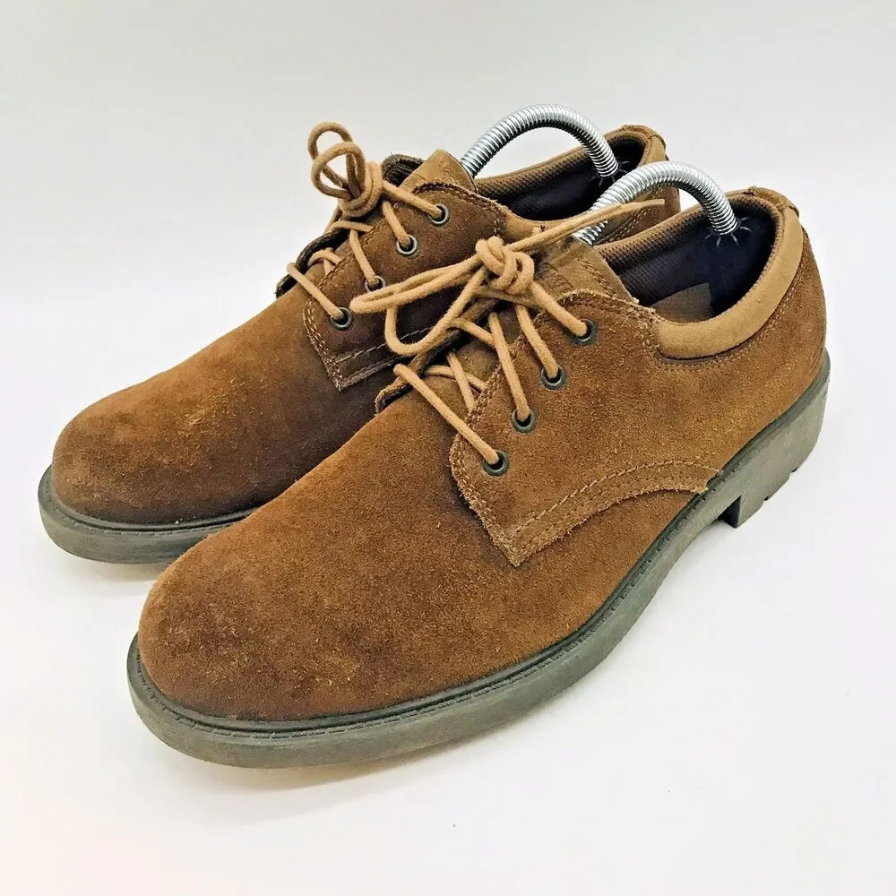 Y2K Skechers Chunky Men's 10 Brown Suede Leather Shoes 62338 Slip Resist Lace Up